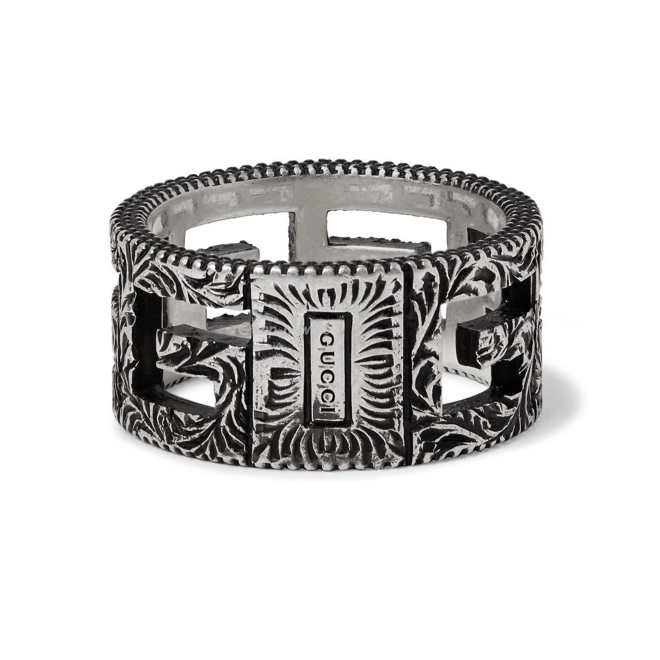 Gucci Engraved Burnished Sterling Silver Ring (1) - www.newkick.vip